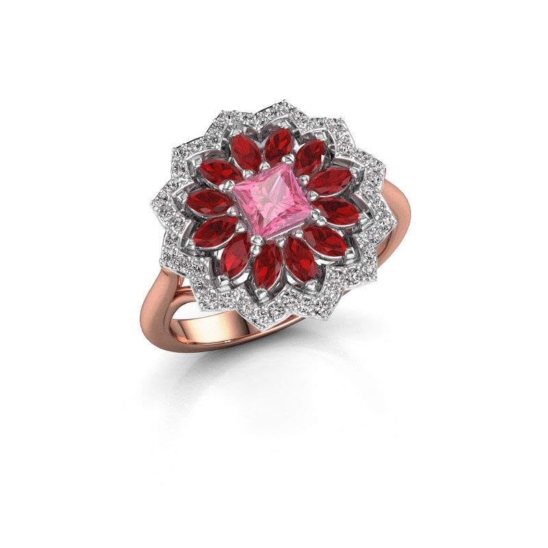 Image of Engagement ring Franka 585 rose gold pink sapphire 4 mm