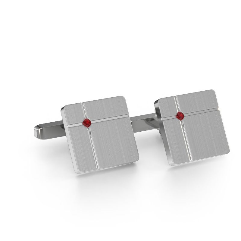 Cufflinks Hilco 585 white gold ruby 2 mm