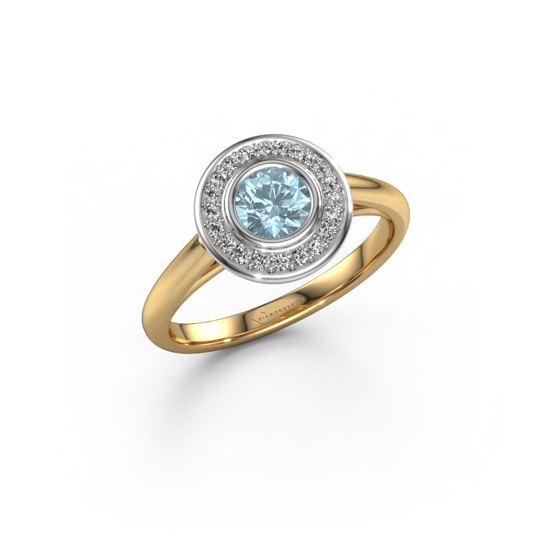 Promise ring Noud 1 RND 585 gold blue lab grown diamond 4.7 mm