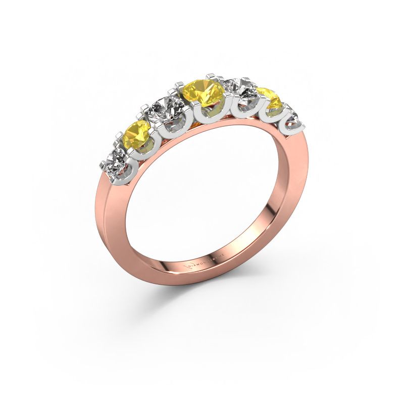 Ring Selina 3 585 rosé goud gele saffier 3.7 mm