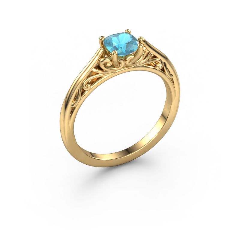 Verlobungsring Shannon cus 585 Gold Blau Topas 5 mm