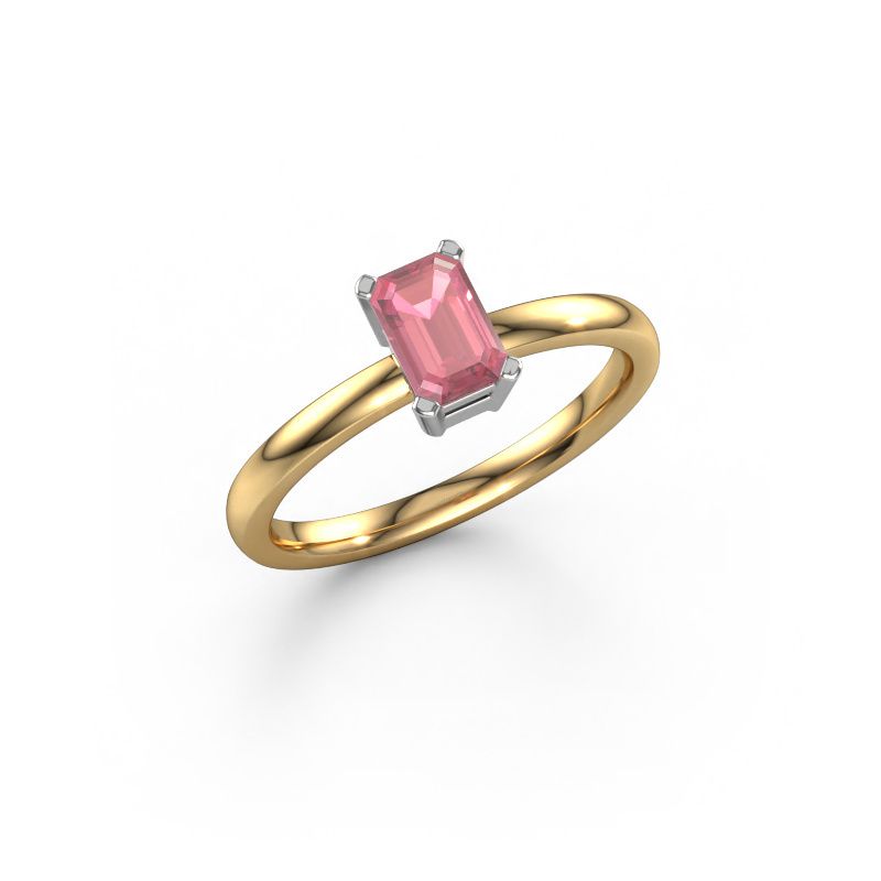 Engagement ring Denita 1 EME 585 gold tourmaline pink 6x4 mm