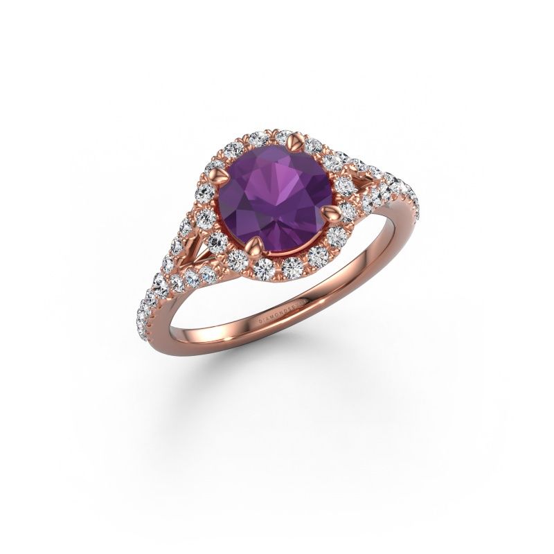 Bague de fiançailles Kimber RND 585 or rose améthyste 7 mm