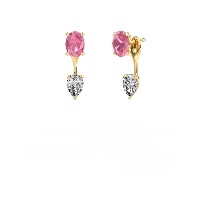 Drop earrings Kate OVL-PER 585 gold pink sapphire 7x5 mm