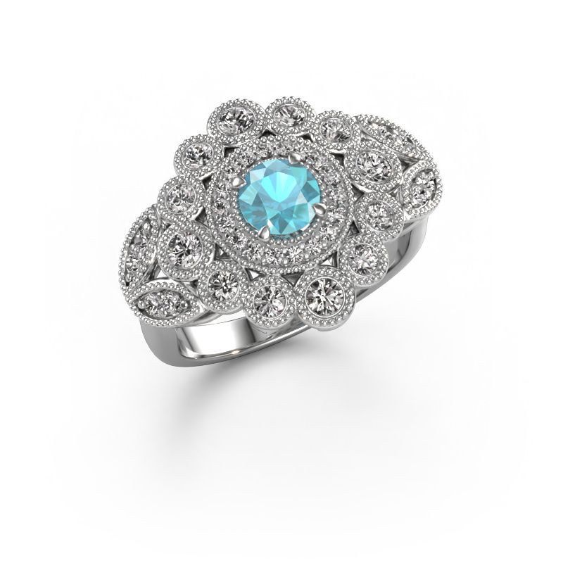 Ring Elia 585 Weißgold Blau Topas 5 mm