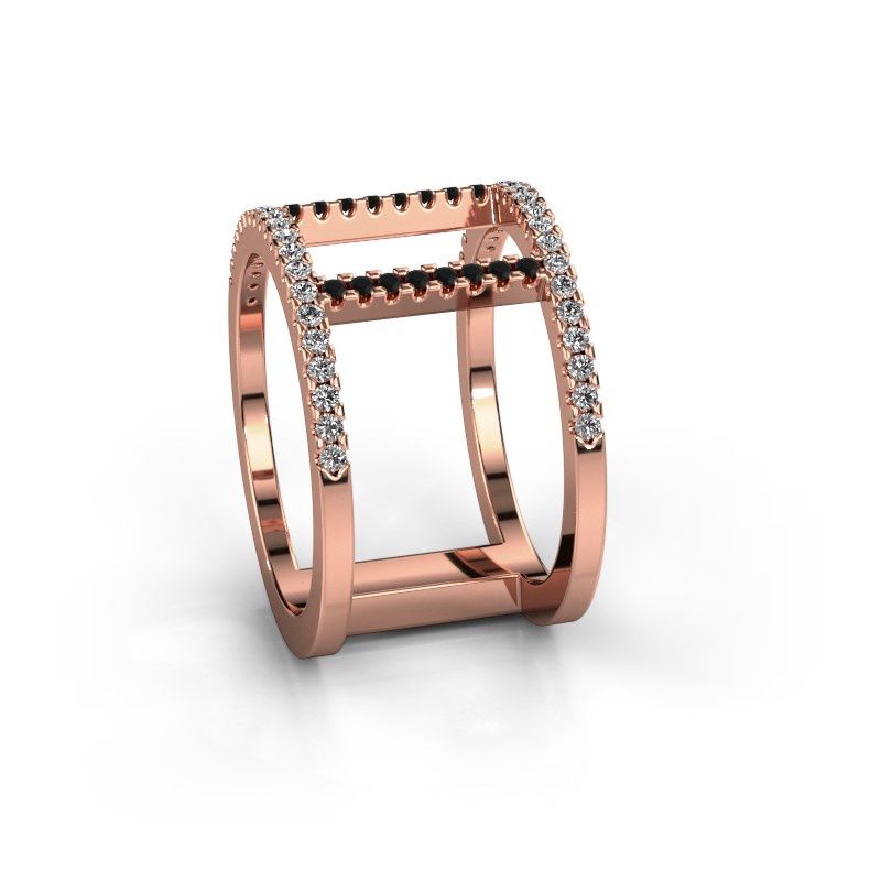 Afbeelding van Ring Amee 585 rosé goud zwarte diamant 0.467 crt