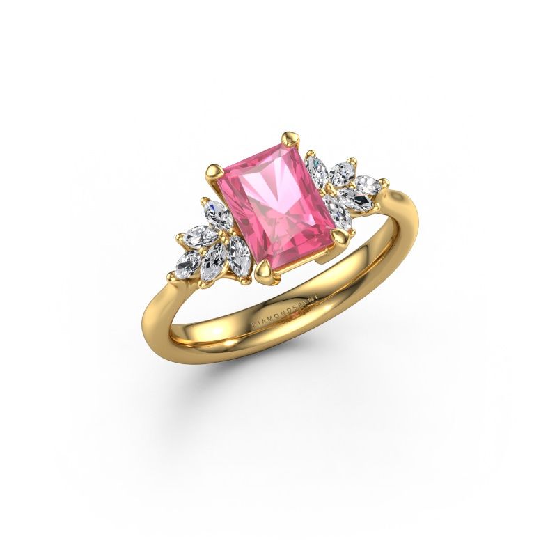 Bague de fiançailles Fiona RAD 585 or jaune saphir rose 7.5x5.5 mm