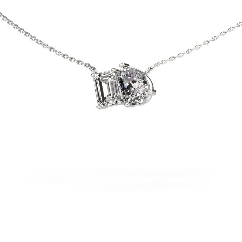 Pendant Toi et Moi PER EME 585 white gold custom diamond 8x6 mm