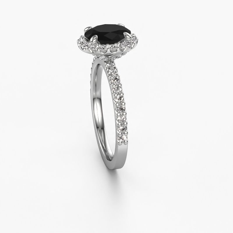 Afbeelding van Verlovingsring Miranda Ovl<br/>585 witgoud<br/>Zwarte Diamant 1.942 Crt