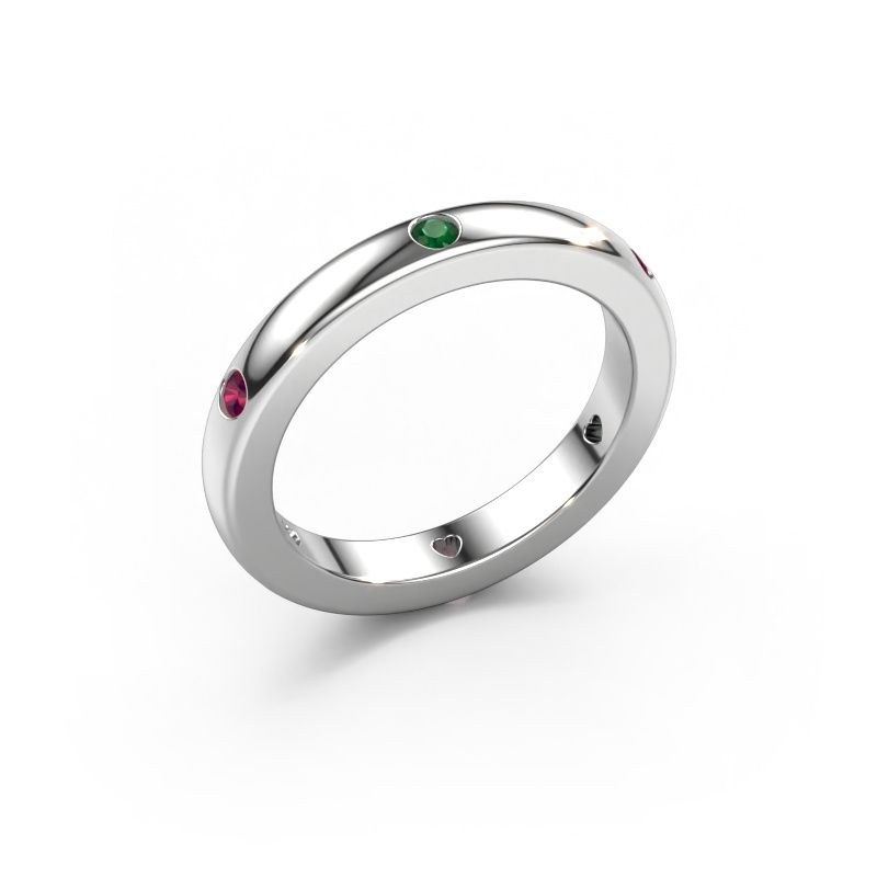 Stackable ring Charla 585 white gold emerald 2 mm