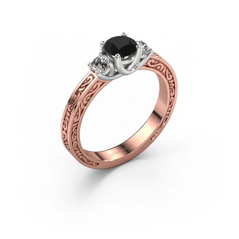 Engagement ring Betty 1 585 rose gold black diamond 0.80 crt