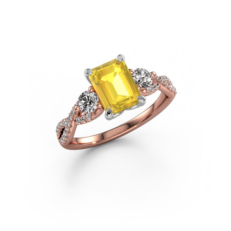 Verlobungsring Marilou EME 585 Roségold Gelb Saphir 8x6 mm