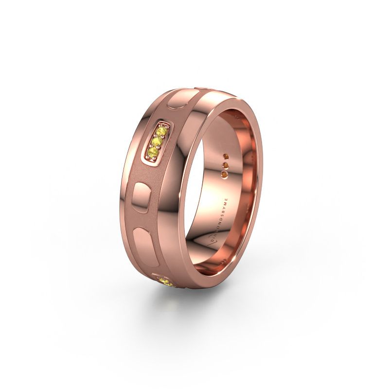 Wedding ring WH2002L 585 rose gold yellow sapphire ±7x2 mm