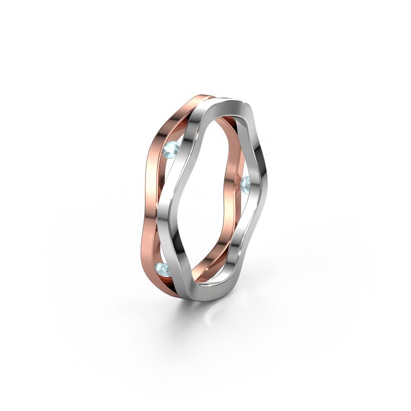 Trouwring WH2122L 585 rosé goud aquamarijn ±5x1.8 mm