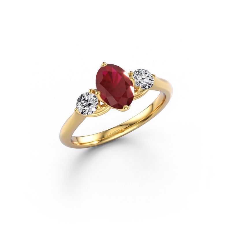 Engagement ring Vosje OVL 585 gold ruby 7,5x5,5 mm