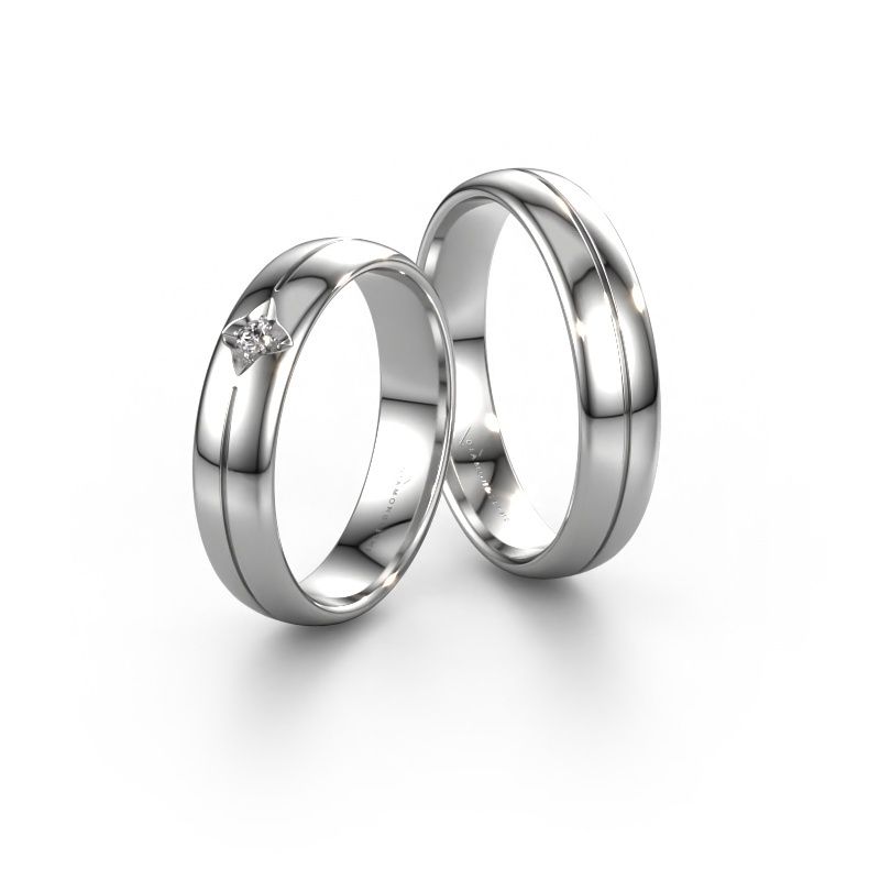 Alliances set WH0221LM35XP ±5x1.5 mm 14 Carat or blanc diamant 0.03 crt