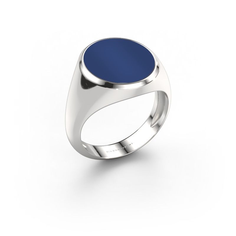 Zegelring Herman 5 light 585 witgoud lapis lazuli 15x13 mm