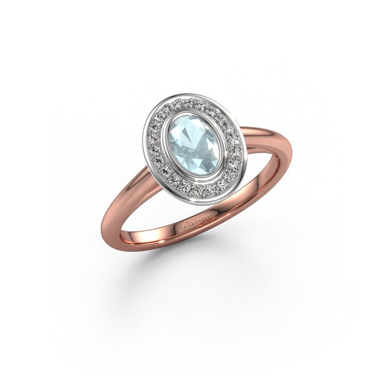 Verlobungsring Noud 1 OVL 585 Roségold Aquamarin 6x4 mm