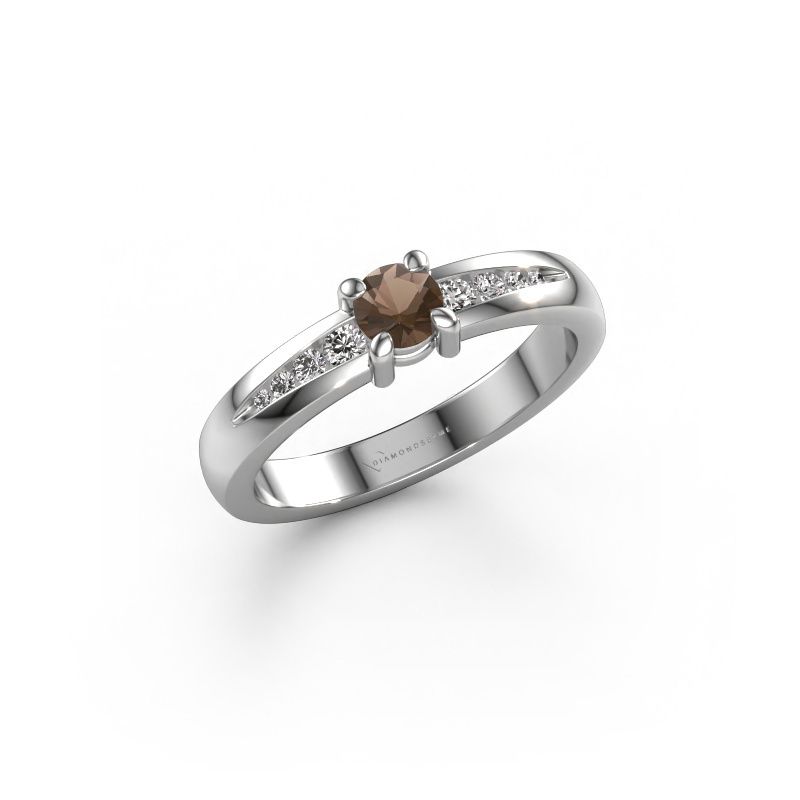 Verlobungsring Zohra 950 Platin Rauchquarz 4 mm