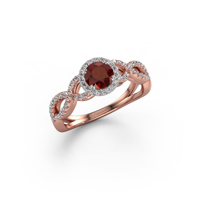Engagement ring Dionne rnd 585 rose gold garnet 5 mm