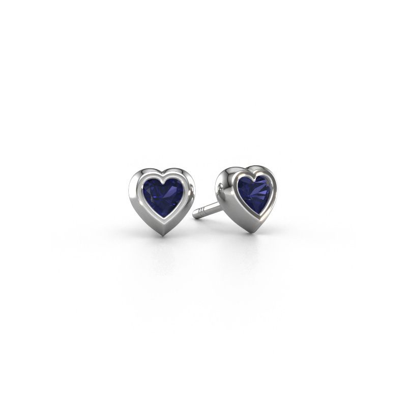 Oorknopjes Charlotte 585 witgoud saffier 4 mm