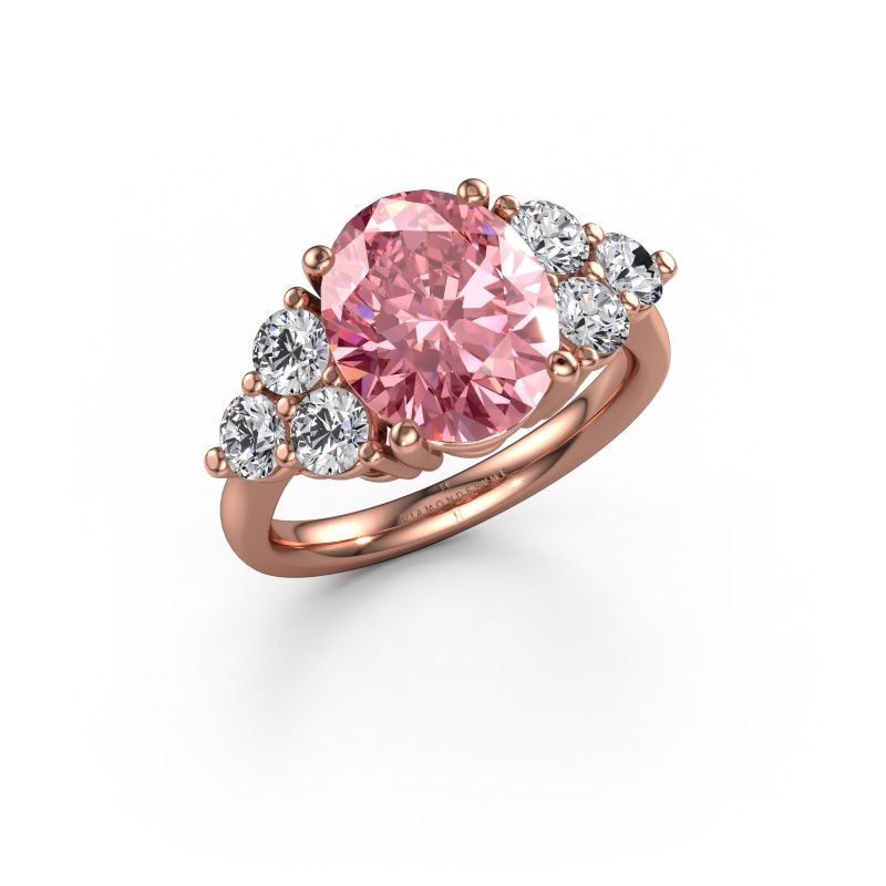 Engagement ring Serenity OVL 585 rose gold pink lab grown diamond 11x9 mm