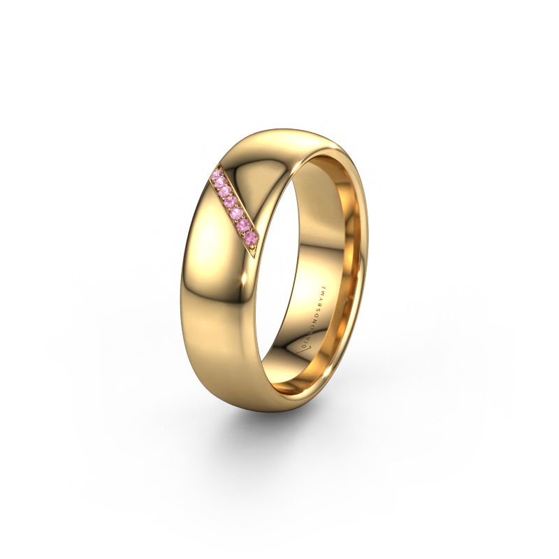 Wedding ring WH0164L36B 585 gold pink sapphire ±6x2 mm