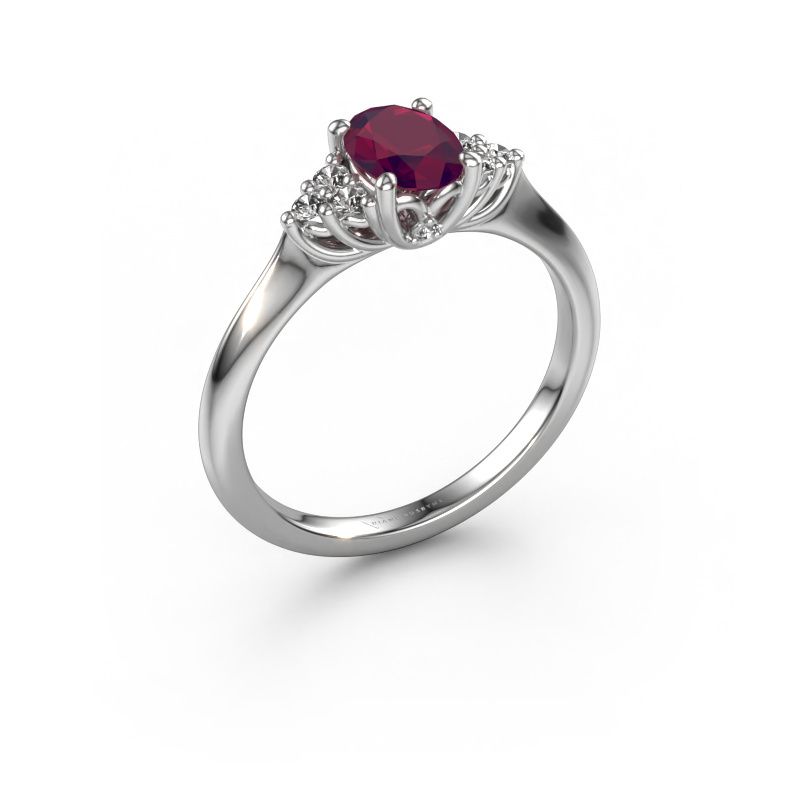 Verlobungsring Felipa OVL 950 Platin Rhodolit 7x5 mm