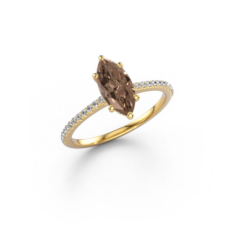 Bague de fiançailles Sophie MRQ 585 or jaune diamant brun 1.21 crt
