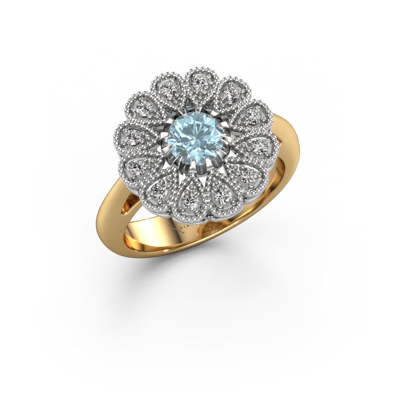 Engagement ring Kaat 585 gold blue lab grown diamond 5 mm