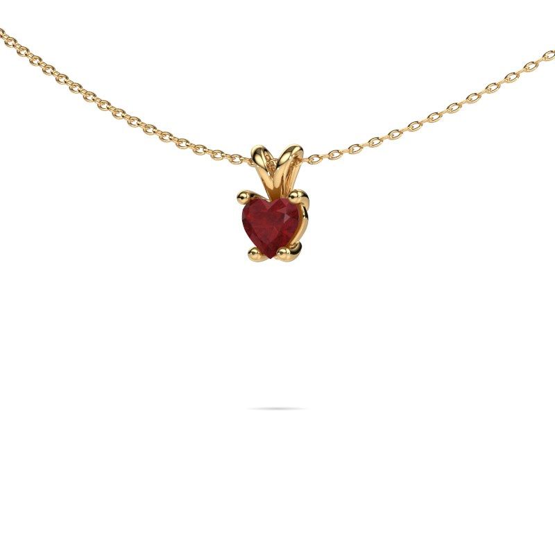 Image of Necklace Sam Heart 585 gold ruby 5 mm