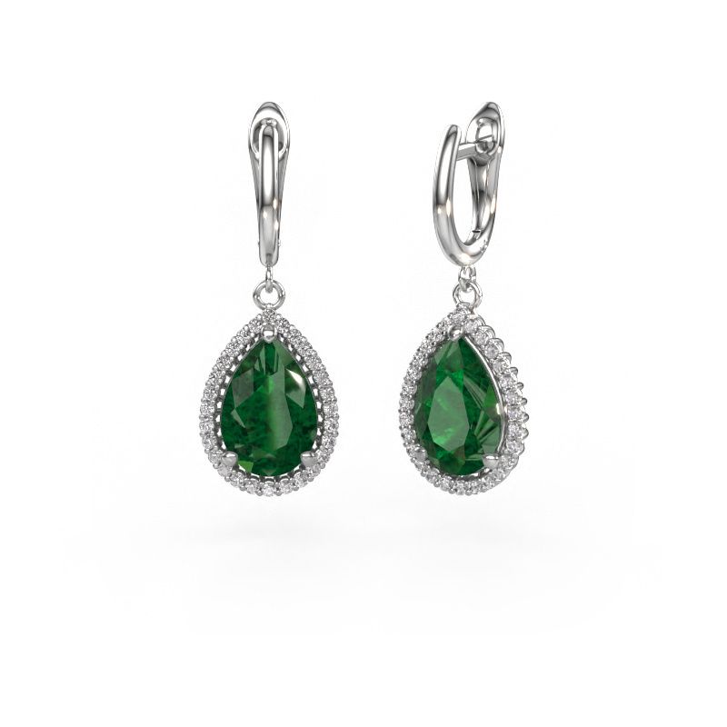 Pendants d'oreilles Tilly per 3 950 platine emeraude 12x8 mm