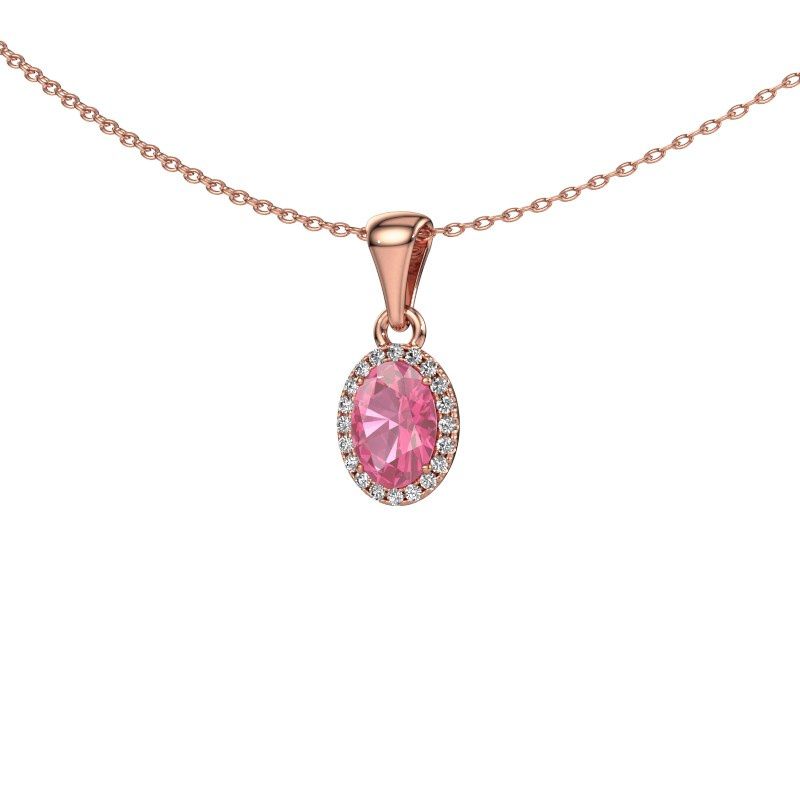 Pendentif Seline ovl 585 or rose saphir rose 7x5 mm