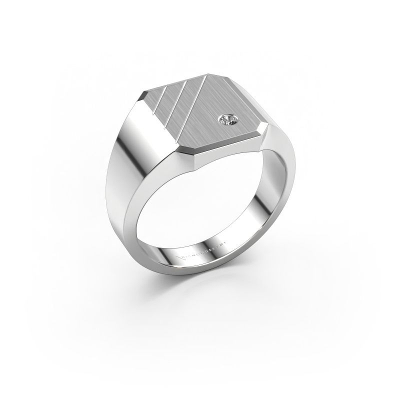 Chevalière Patrick 2 950 platine diamant 0.03 crt