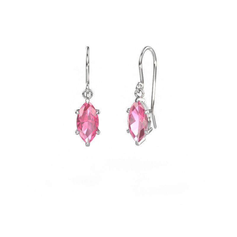Pendants d'oreilles Laurie MRQ 1 585 or blanc saphir rose 10x5 mm
