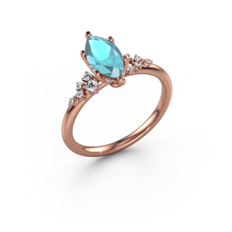 Engagement ring Emma MRQ 585 rose gold blue topaz 10x5 mm