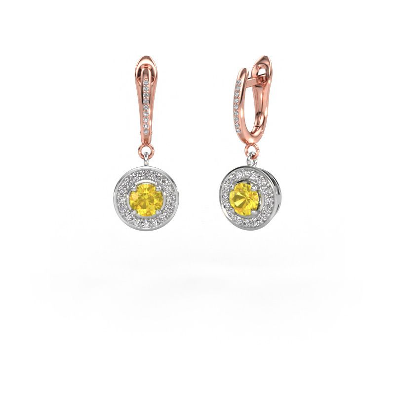 Drop earrings Ninette 2 585 white gold yellow sapphire 5 mm