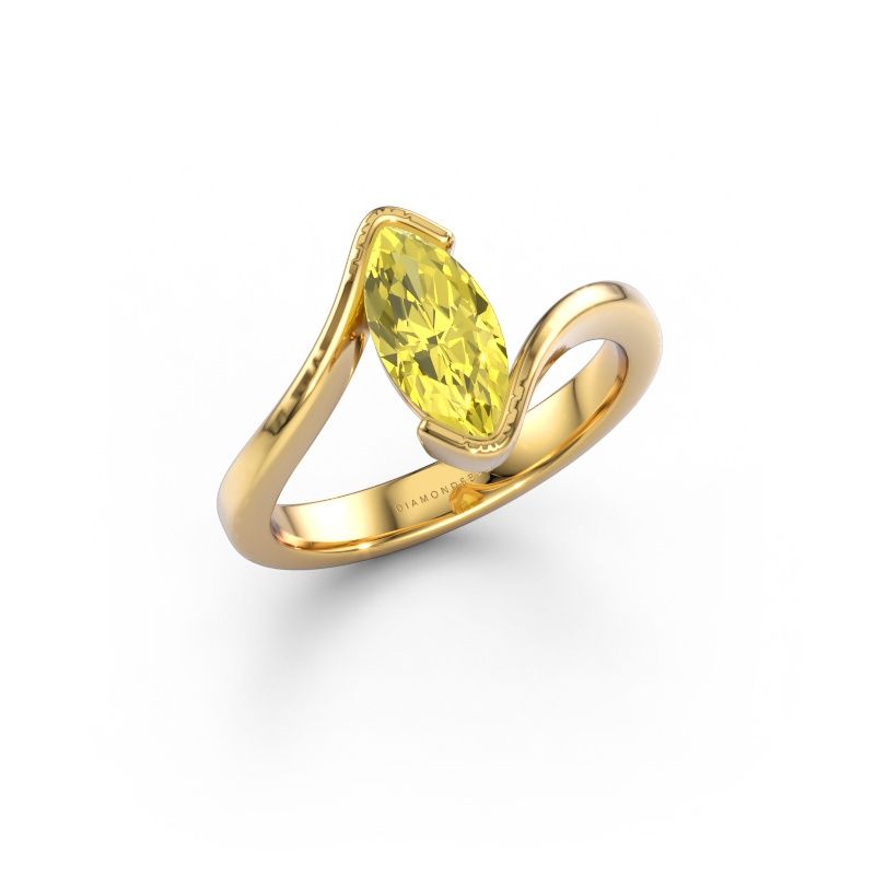Engagement ring Eve 585 gold yellow lab grown diamond 10x5 mm