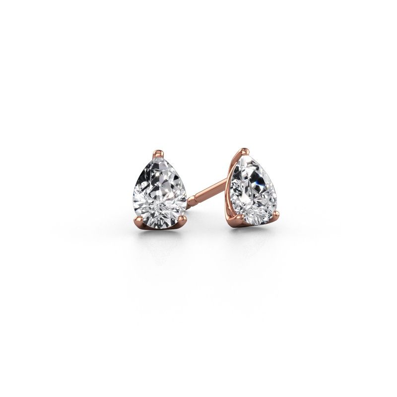Clous d'oreilles Sam PER 585 or rose zircone 7x5 mm