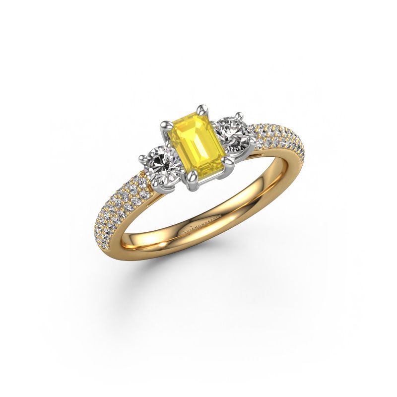 Engagement ring Marielle EME 585 gold yellow sapphire 6x4 mm