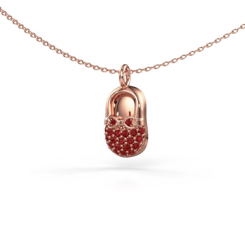 Pendant Babyshoe 585 rose gold ruby 1.3 mm