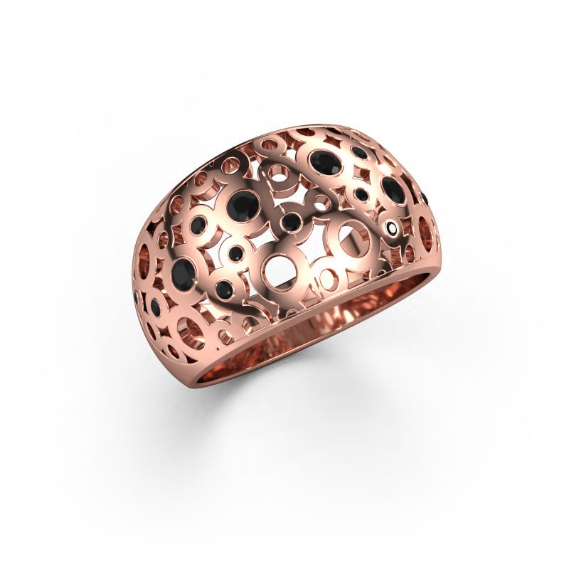 Bague Jaylinn 585 or rose diamant noir 0.300 crt