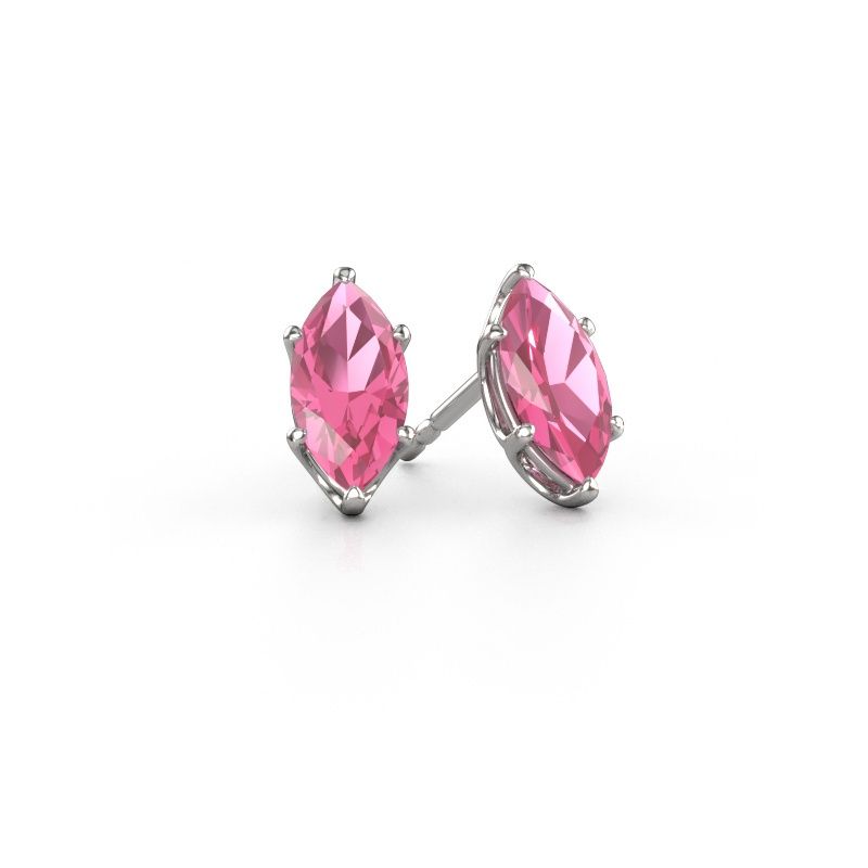 Clous d'oreilles Sam MRQ 950 platine saphir rose 10x5 mm