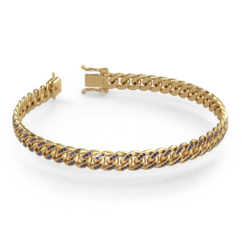Cuban bracelet ±0.31 in (8 mm) gold sapphire
