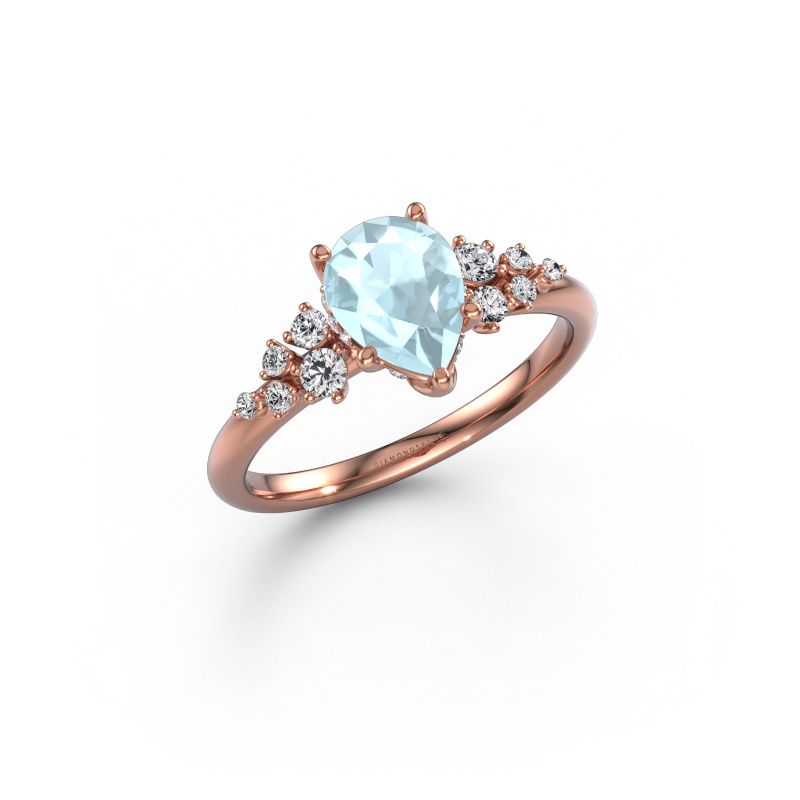 Verlobungsring Emma PER 585 Roségold Aquamarin 8x6 mm