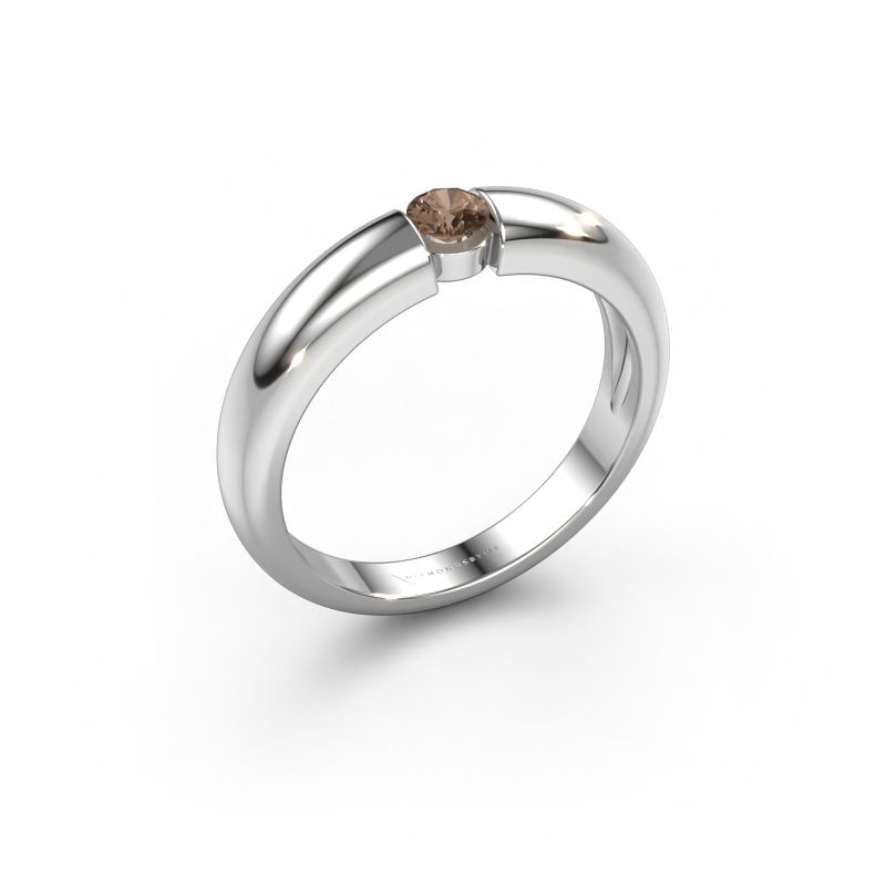 Verlovingsring Amelia 585 witgoud bruine diamant 0.15 crt