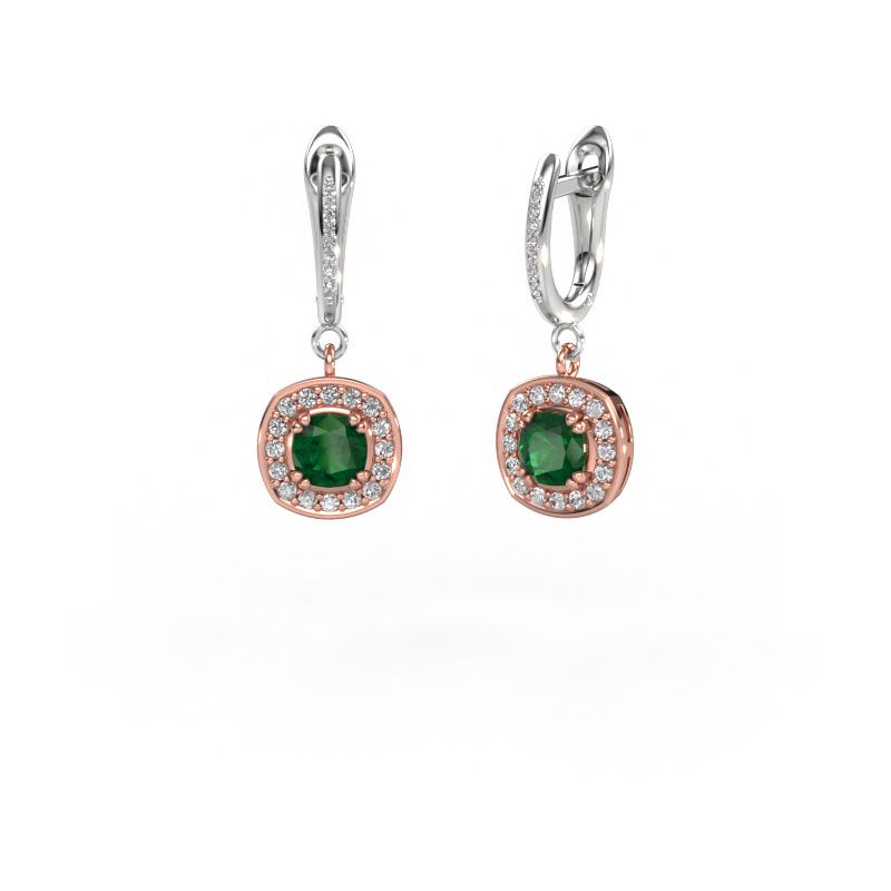 Pendants d'oreilles Marlotte 2 585 or rose emeraude 5 mm