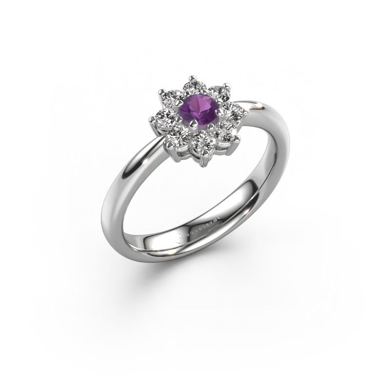 Verlobungsring Camille 1 585 Weißgold Amethyst 3.4 mm