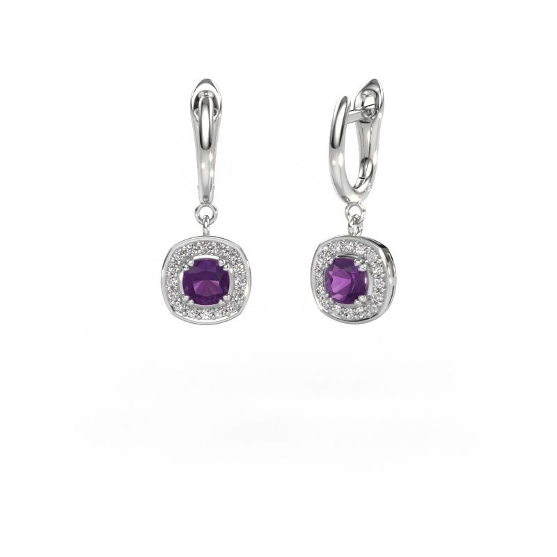Pendants d'oreilles Marlotte 1 950 platine améthyste 5 mm