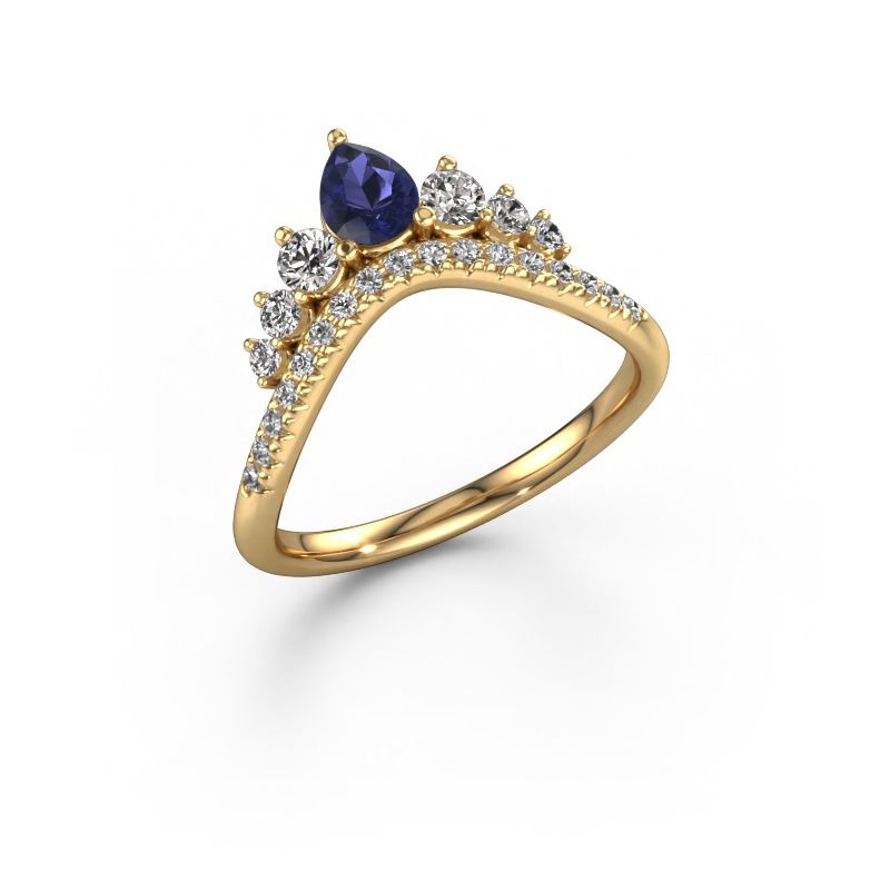 Vorsteckring Crown B 585 Gold Saphir 5x4 mm